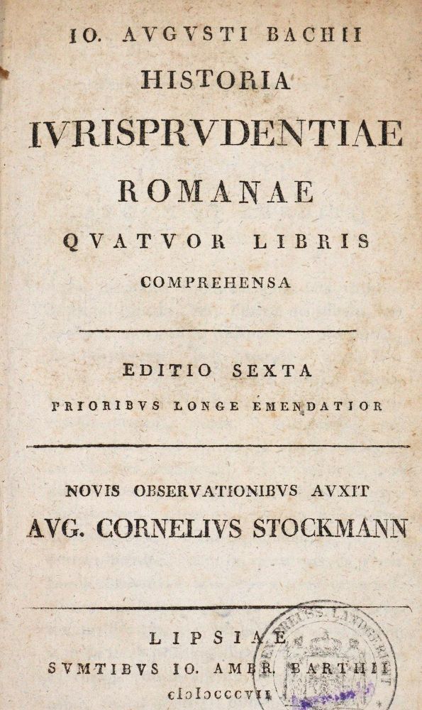 Große Abbildung Nr.1: 142-604 Bach,J.A.: (Jus der Bibliothek v. Prof. Thomas Würtenberger, Juridica und Kriminologie)