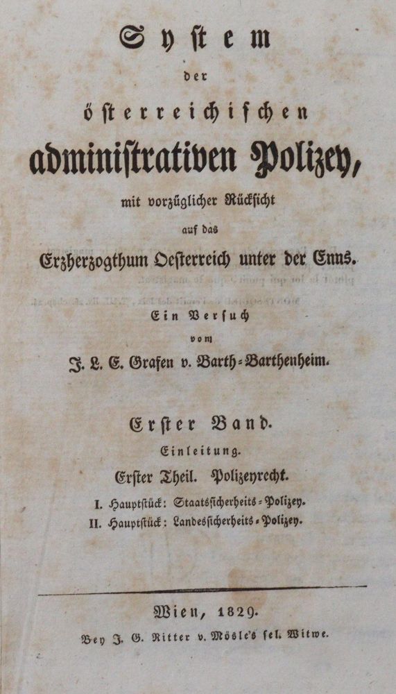 Große Abbildung Nr.1: 142-606 Barth-Barthenheim,J.L.E.v.: (Jus der Bibliothek v. Prof. Thomas Würtenberger, Juridica und Kriminologie)
