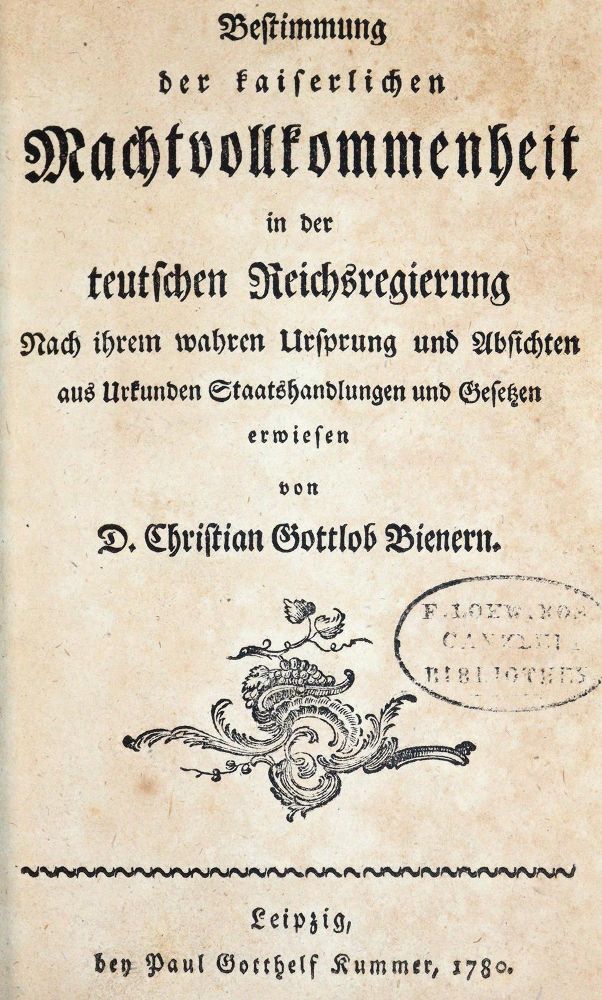 Große Abbildung Nr.1: 142-611 Biener,C.G.: (Jus der Bibliothek v. Prof. Thomas Würtenberger, Juridica und Kriminologie)