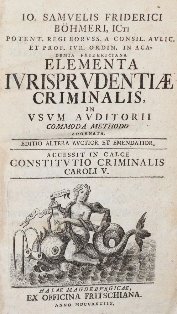 Große Abbildung Nr.1: 142-614 Böhmer,J.S.F.: (Jus der Bibliothek v. Prof. Thomas Würtenberger, Juridica und Kriminologie)
