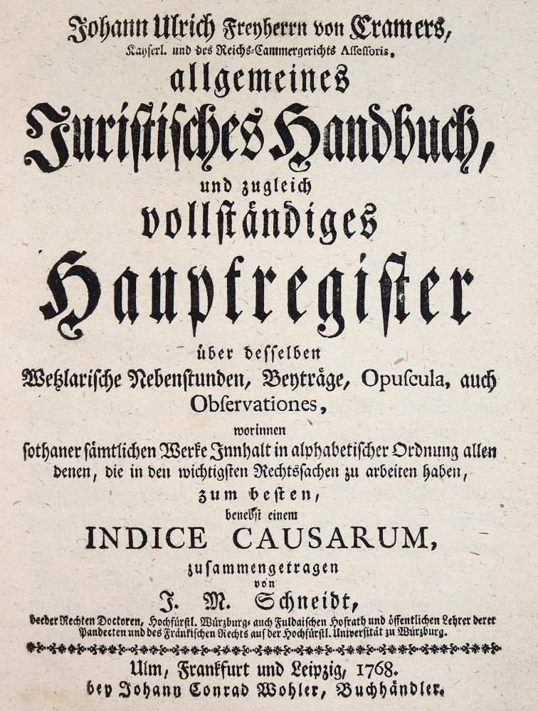 Große Abbildung Nr.1: 142-616 Cramer,J.U.: (Jus der Bibliothek v. Prof. Thomas Würtenberger, Juridica und Kriminologie)