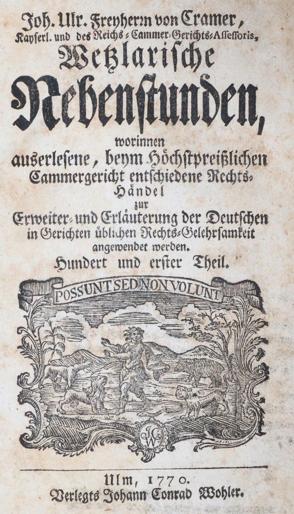 Große Abbildung Nr.1: 142-618 Cramer,J.U.v.: (Jus der Bibliothek v. Prof. Thomas Würtenberger, Juridica und Kriminologie)