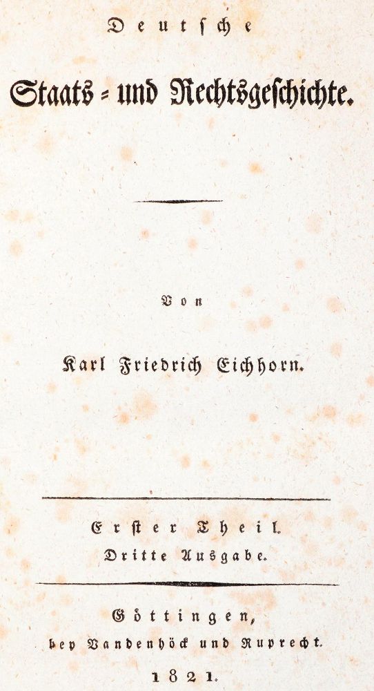 Große Abbildung Nr.1: 142-622 Eichhorn,K.F.: (Jus der Bibliothek v. Prof. Thomas Würtenberger, Juridica und Kriminologie)