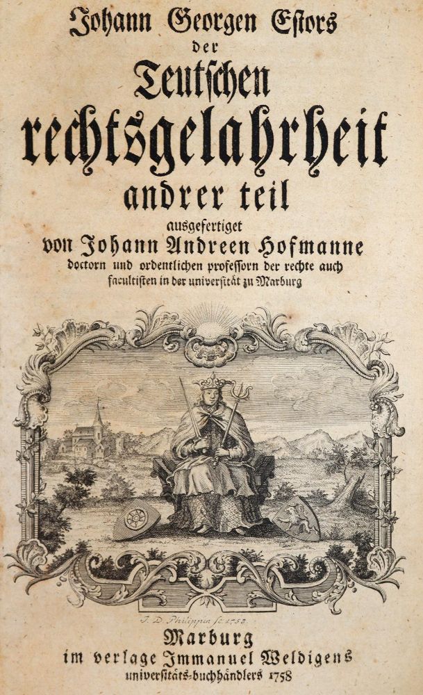 Große Abbildung Nr.1: 142-630 Estor,J.G.: (Jus der Bibliothek v. Prof. Thomas Würtenberger, Juridica und Kriminologie)