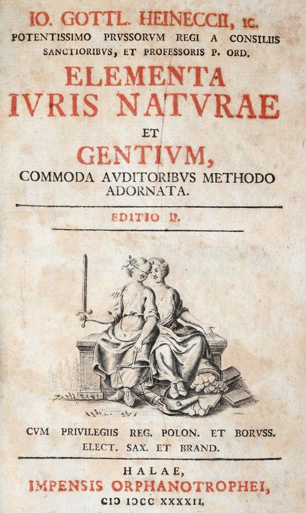 Große Abbildung Nr.1: 142-637 Heineccius,J.G.: (Jus der Bibliothek v. Prof. Thomas Würtenberger, Juridica und Kriminologie)