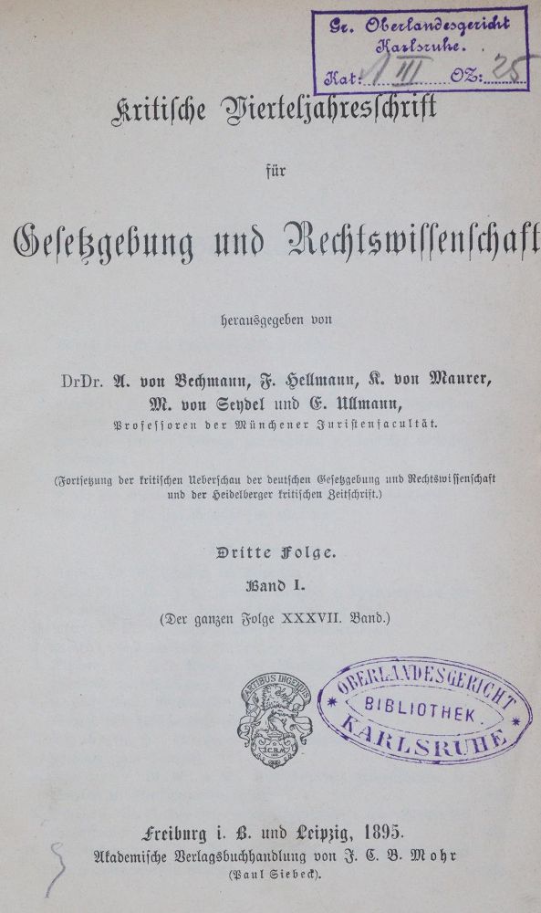 Große Abbildung Nr.1: 142-646 Kritische Vierteljahresschrift: (Jus der Bibliothek v. Prof. Thomas Würtenberger, Juridica und Kriminologie)