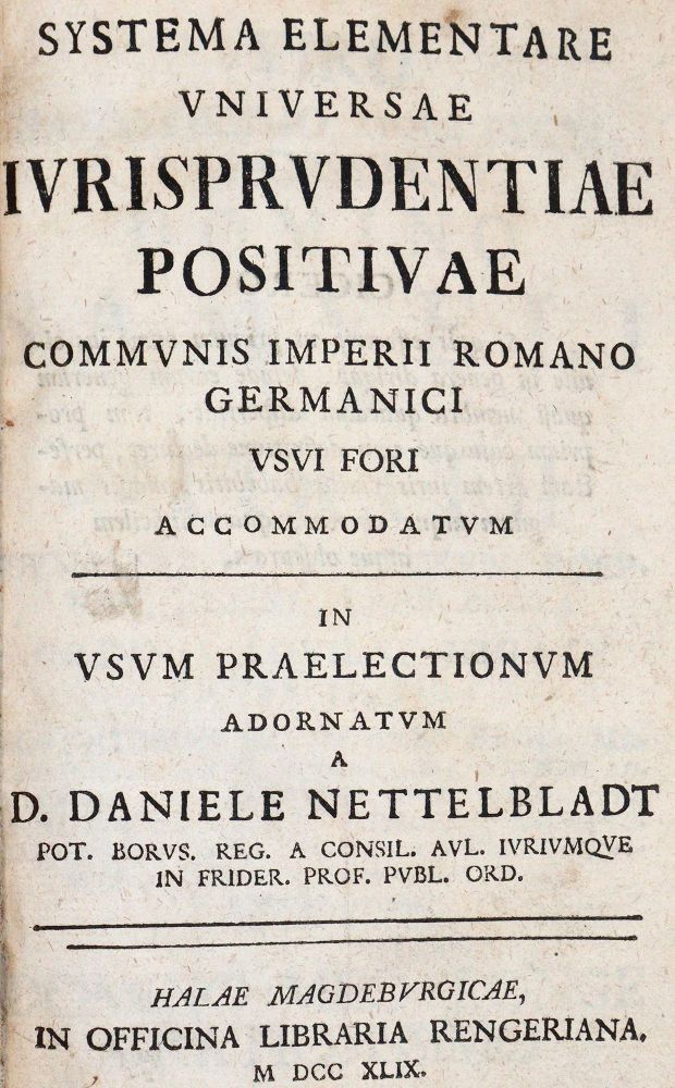 Große Abbildung Nr.1: 142-653 Nettelbladt,D.: (Jus der Bibliothek v. Prof. Thomas Würtenberger, Juridica und Kriminologie)