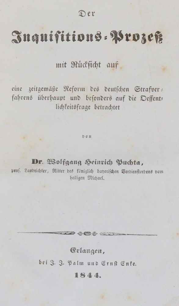 Große Abbildung Nr.1: 142-654 Puchta,W.H.: (Jus der Bibliothek v. Prof. Thomas Würtenberger, Juridica und Kriminologie)