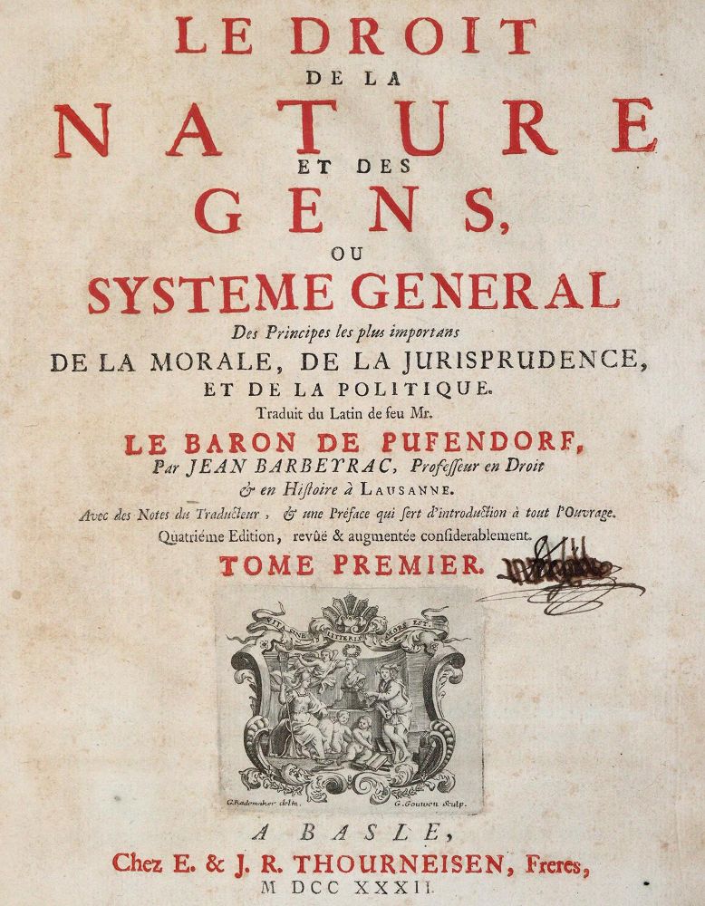 Große Abbildung Nr.1: 142-655 Pufendorf,S.: (Jus der Bibliothek v. Prof. Thomas Würtenberger, Juridica und Kriminologie)