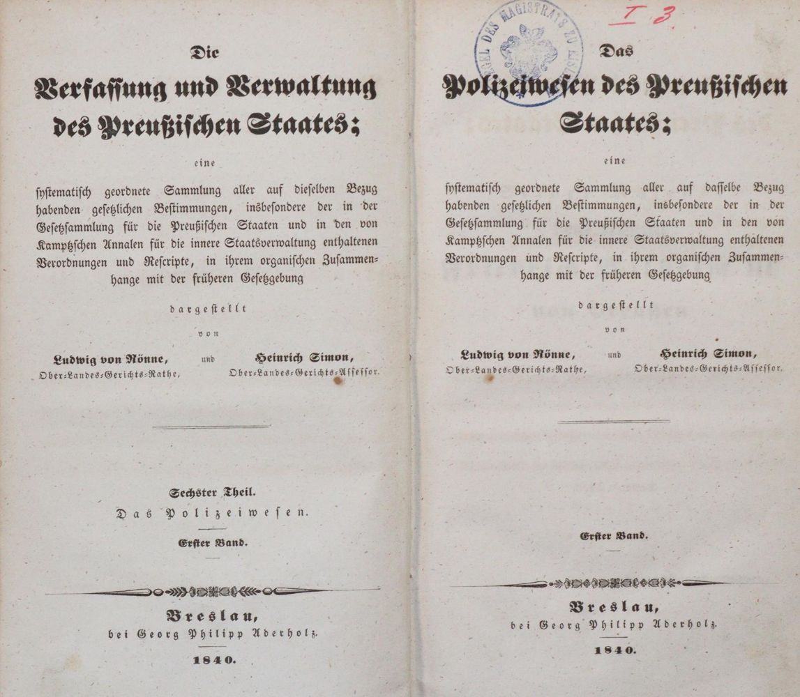 Große Abbildung Nr.1: 142-656 Rönne,L.v. u. H.Simon.: (Jus der Bibliothek v. Prof. Thomas Würtenberger, Juridica und Kriminologie)