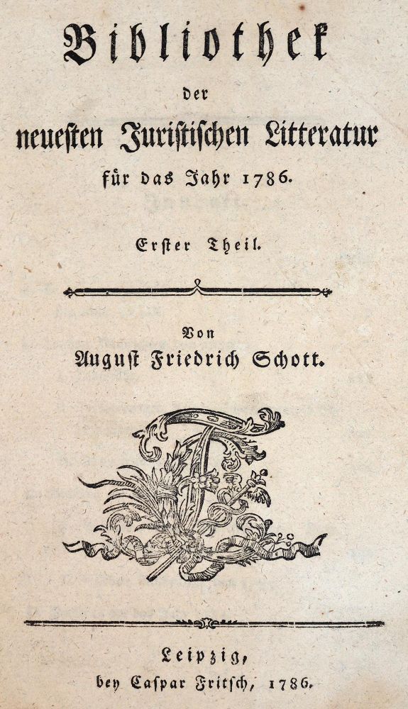 Große Abbildung Nr.1: 142-659 Schott,A.F.: (Jus der Bibliothek v. Prof. Thomas Würtenberger, Juridica und Kriminologie)