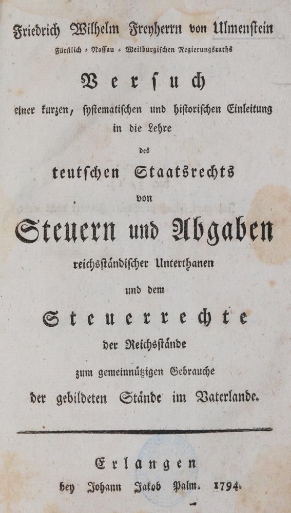 Große Abbildung Nr.1: 142-664 Ulmenstein,F.W.v.: (Jus der Bibliothek v. Prof. Thomas Würtenberger, Juridica und Kriminologie)