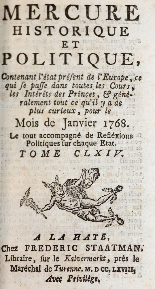 Große Abbildung Nr.1: 142-681 Mercure historique et politique,: (Jus der Bibliothek v. Prof. Thomas Würtenberger)