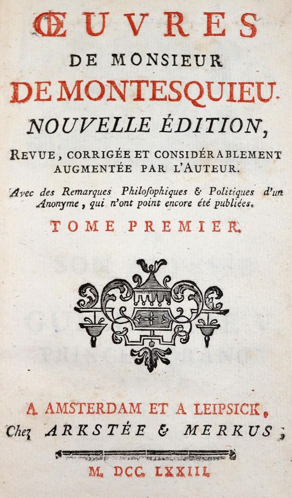 Große Abbildung Nr.1: 142-685 Montesquieu,C.L. de Secondat.: (Jus der Bibliothek v. Prof. Thomas Würtenberger)