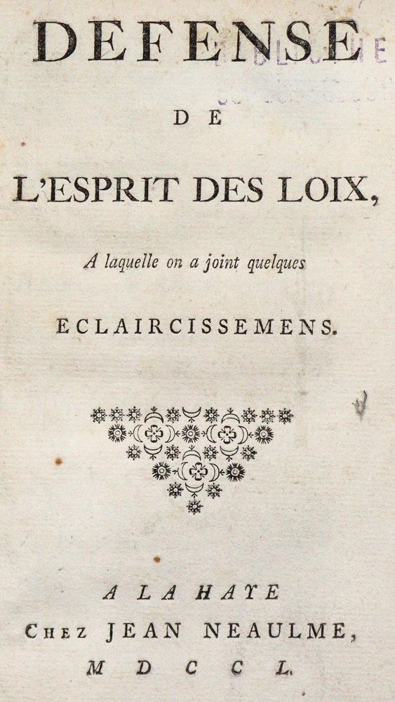 Große Abbildung Nr.1: 142-686 (Montesquieu,C.L. de Secondat d.).: (Jus der Bibliothek v. Prof. Thomas Würtenberger)