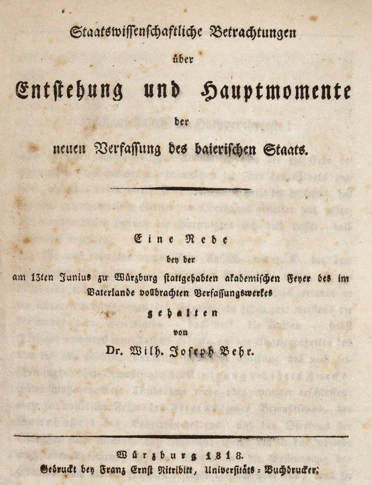 Große Abbildung Nr.1: 142-697 Behr,W.J.: (Jus der Bibliothek v. Prof. Thomas Würtenberger, Politik und Staatswissenschaften)
