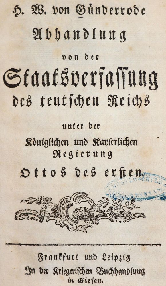 Große Abbildung Nr.1: 142-706 Günderrode,H.W.v.: (Jus der Bibliothek v. Prof. Thomas Würtenberger, Politik und Staatswissenschaften)