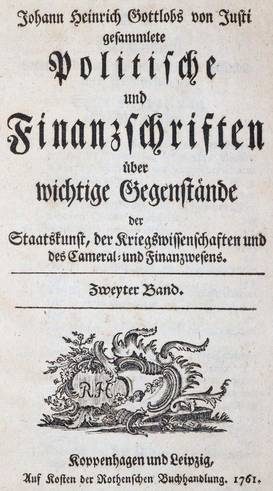 Große Abbildung Nr.1: 142-710 Justi,J.H.G.v.: (Jus der Bibliothek v. Prof. Thomas Würtenberger, Politik und Staatswissenschaften)