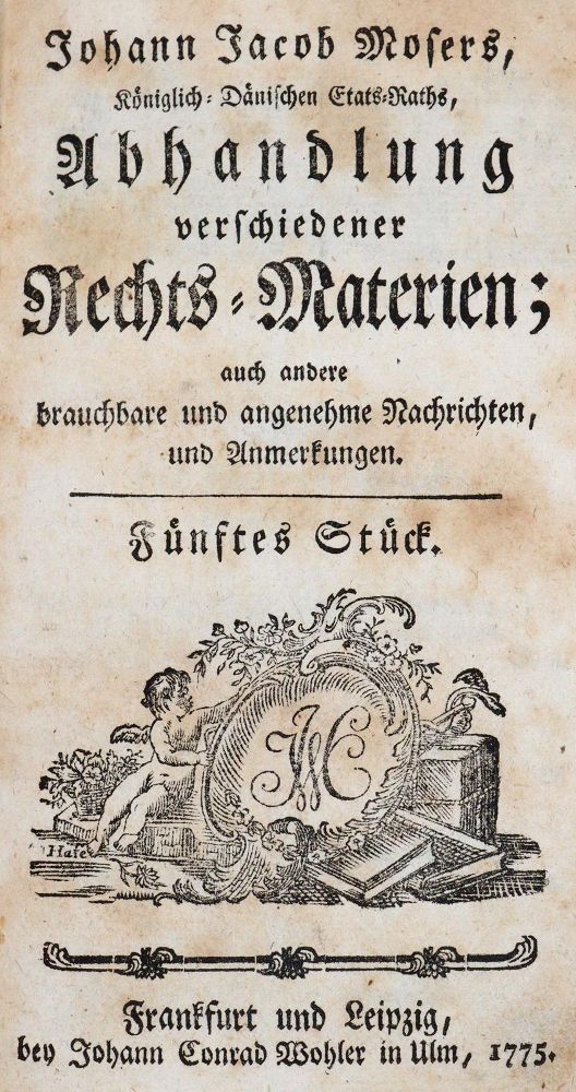 Große Abbildung Nr.1: 142-718 Moser,J.J.: (Jus der Bibliothek v. Prof. Thomas Würtenberger, Politik und Staatswissenschaften)