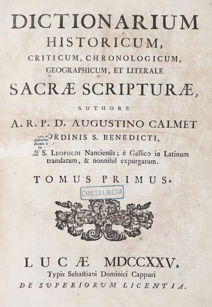 Große Abbildung Nr.1: 142-72 Calmet,A.: (Alte Drucke, Handschriften und Theologie)