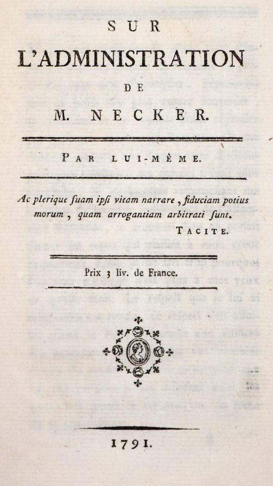 Große Abbildung Nr.1: 142-721 Necker,(J.).: (Jus der Bibliothek v. Prof. Thomas Würtenberger, Politik und Staatswissenschaften)