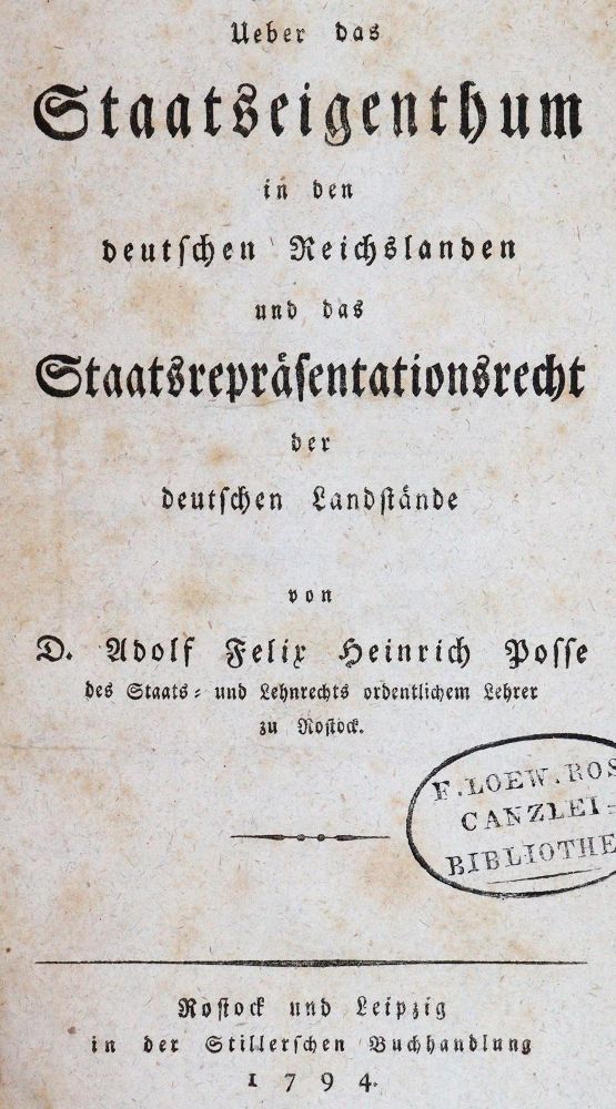Große Abbildung Nr.1: 142-722 Posse,A.F.H.: (Jus der Bibliothek v. Prof. Thomas Würtenberger, Politik und Staatswissenschaften)