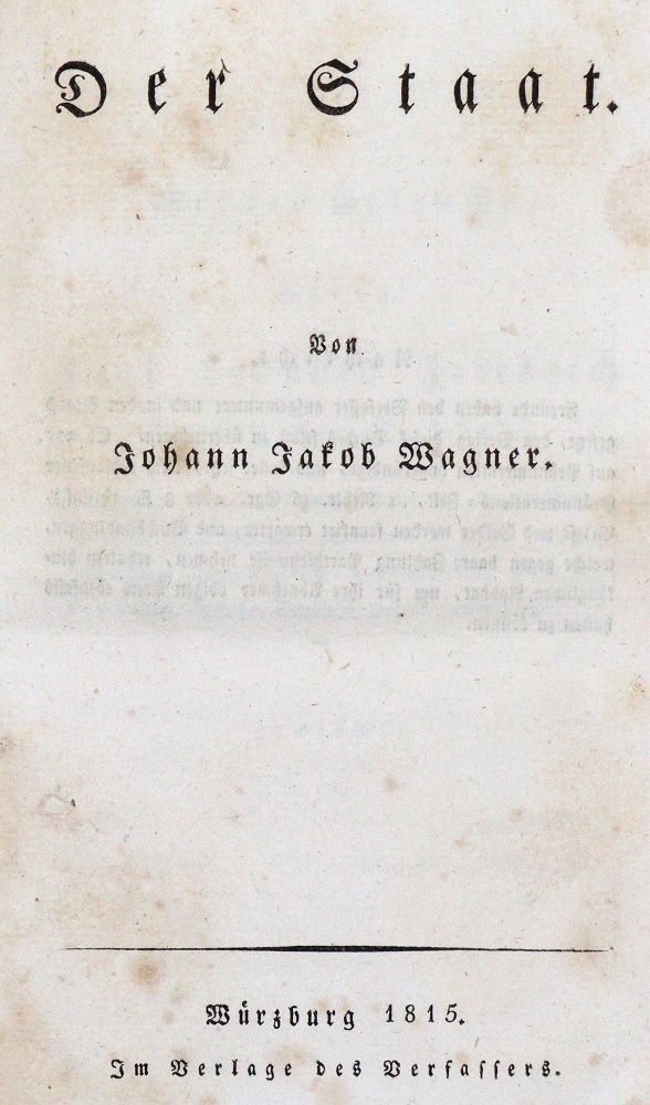Große Abbildung Nr.1: 142-737 Wagner,J.J.: (Jus der Bibliothek v. Prof. Thomas Würtenberger, Politik und Staatswissenschaften)