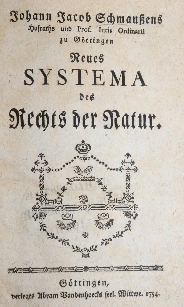 Große Abbildung Nr.1: 142-745 Schmauß,J.J.: (Jus der Bibliothek v. Prof. Thomas Würtenberger)
