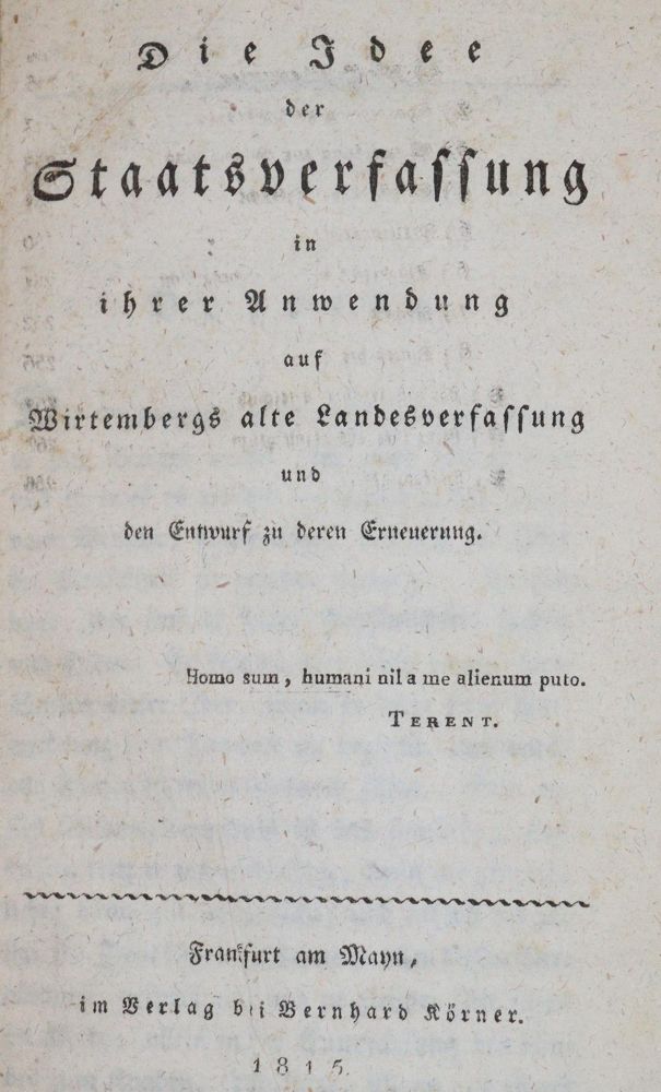 Große Abbildung Nr.1: 142-765 (Wangenheim,K.A.v.).: (Jus der Bibliothek v. Prof. Thomas Würtenberger, Württemberg)