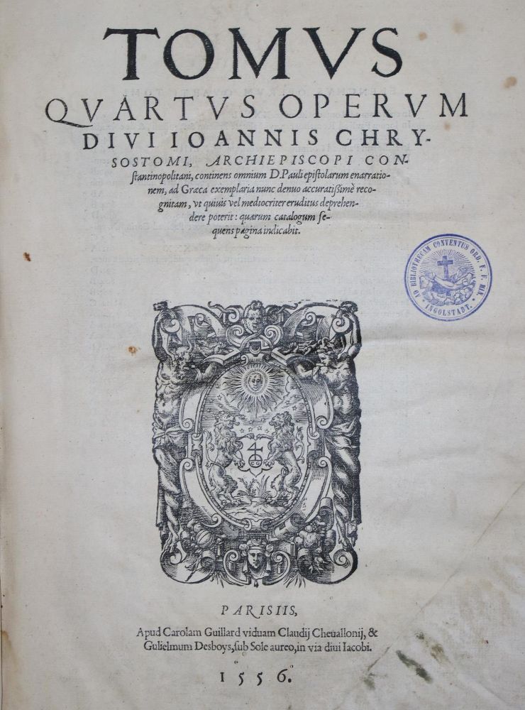 Große Abbildung Nr.1: 142-79 Chrysostomus,J.: (Alte Drucke, Handschriften und Theologie)