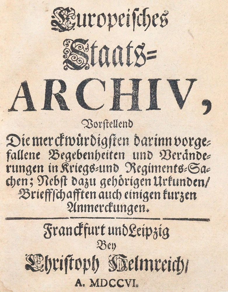 Große Abbildung Nr.1: 142-794 Europeisches Staats-Archiv,: (Militaria)