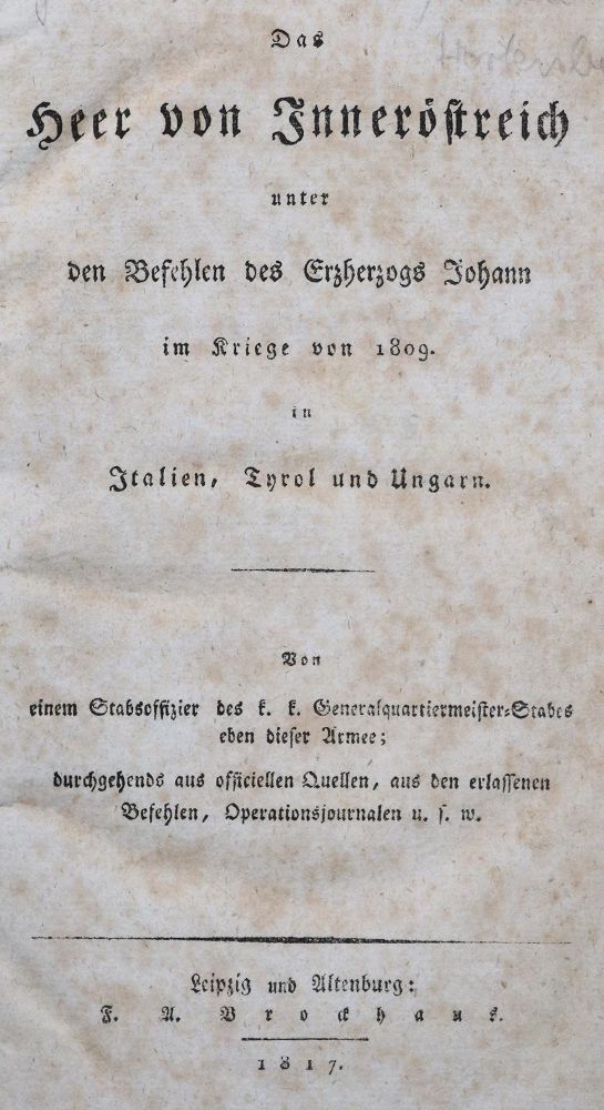 Große Abbildung Nr.1: 142-809 (Hormayr zu Hortenburg, J. Frhr. v.).: (Militaria, Österreich)
