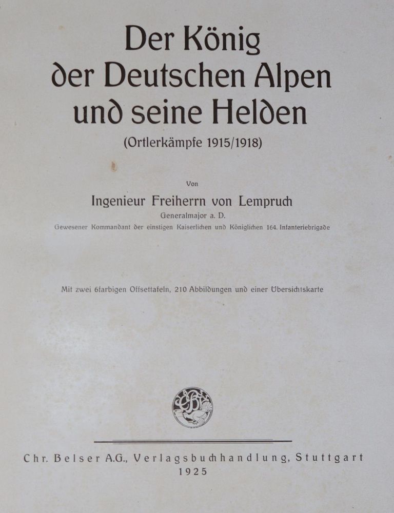 Große Abbildung Nr.3: 142-812 Lempruch,(M.E.)v.: (Militaria, Ortlerkämpfe)