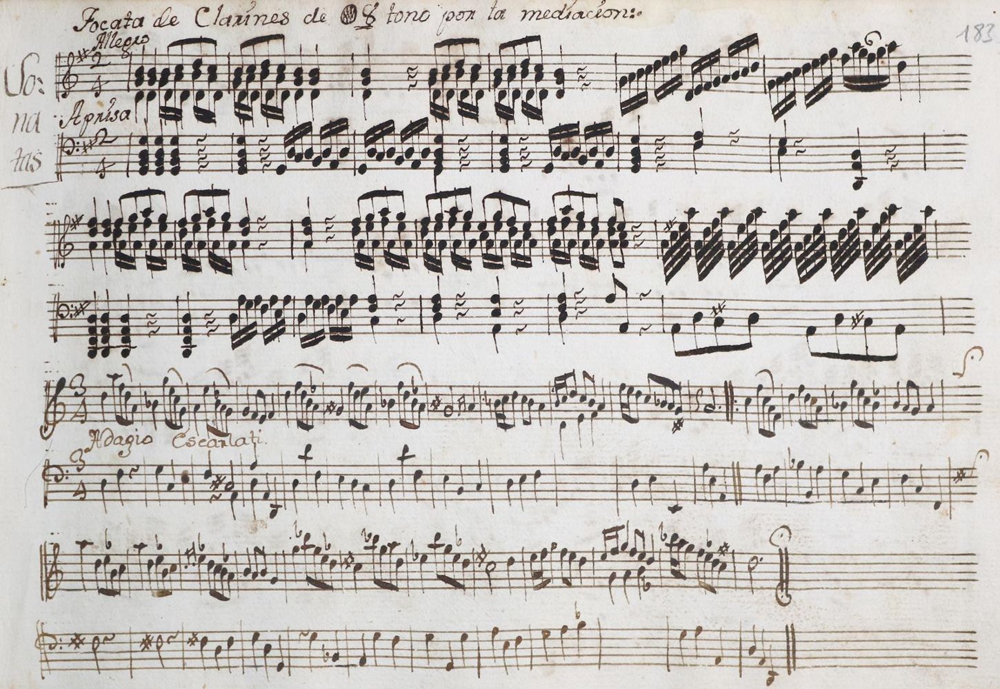 Große Abbildung Nr.3: 142-884 Spanische Musikhandschrift: (Musik, Scarletti)