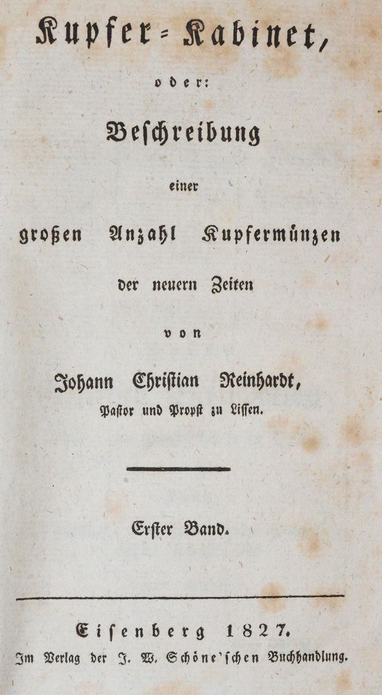 Große Abbildung Nr.2: 142-909 Reinhardt,J.C.: (Numismatik u. Siegelkunde, Medaillen)