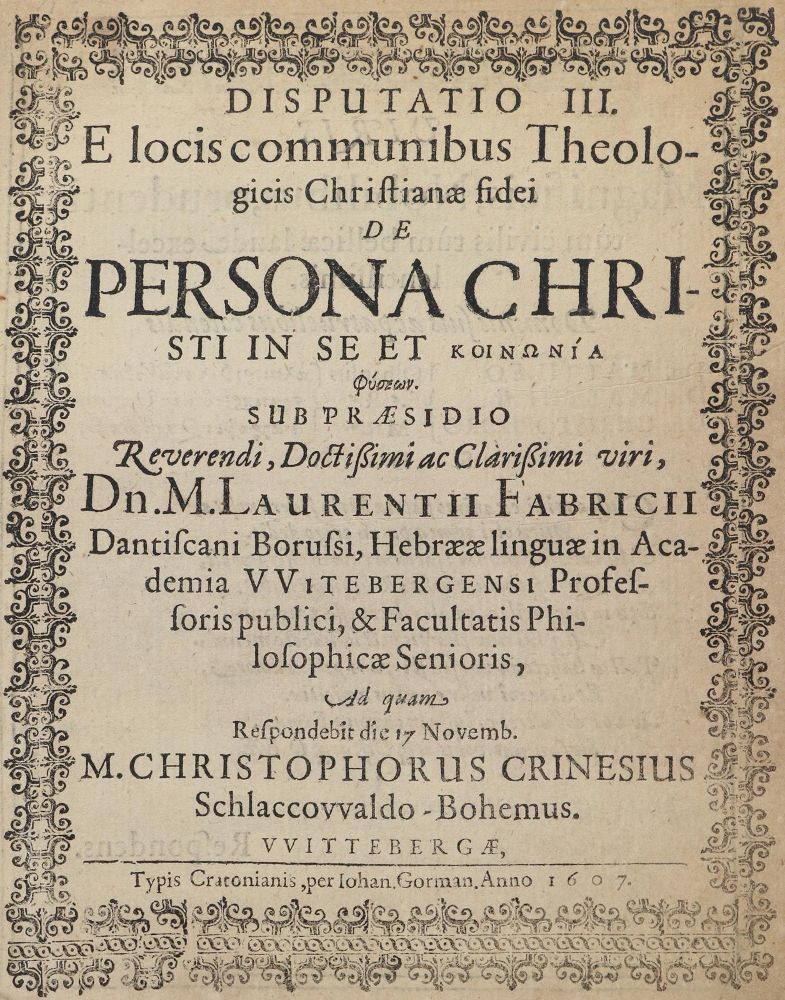 Große Abbildung Nr.1: 142-92 Crinesius,C.: (Alte Drucke, Handschriften und Theologie)