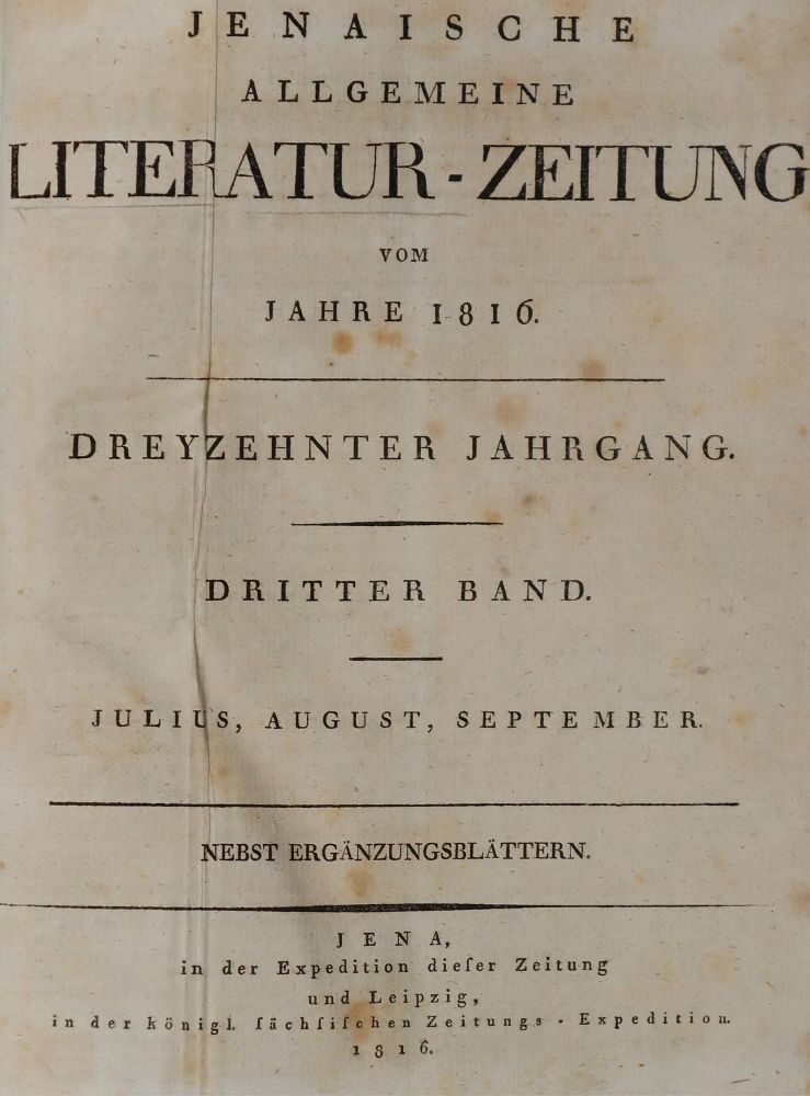 Große Abbildung Nr.1: 142-949 Jenaische Allgemeine Literatur-Zeitung.: (Zeitschriften und Zeitungen)