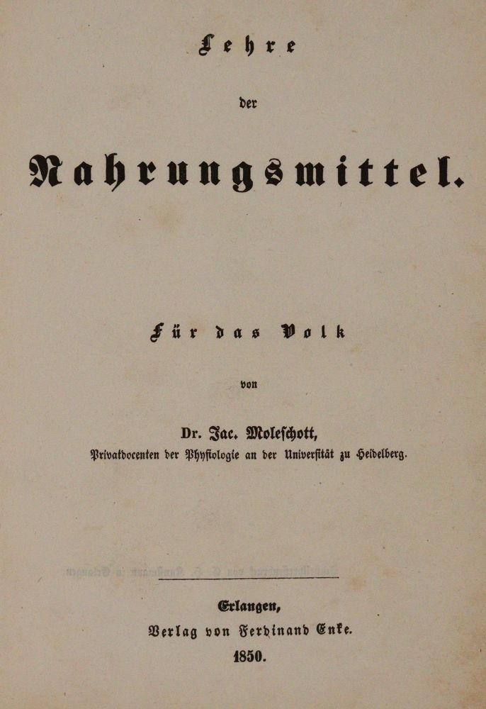 Große Abbildung Nr.1: 142-983 Moleschott,J.: (Küche und Haushalt, Nahrungs- und Genussmittellehre)