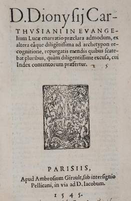 Bild Nr.1: 142-100 Dionysius Carthusianus.: (Alte Drucke, Handschriften und Theologie)