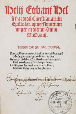 Bild Nr.1: 142-114 Eobanus Hessus,H.: (Alte Drucke, Handschriften und Theologie)