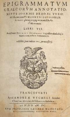 Bild Nr.1: 142-115 Epigrammatum Graecorum: (Alte Drucke, Handschriften und Theologie)
