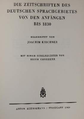 Bild Nr.1: 142-1219 Kirchner,J. u. H.Jessen.: (Bibliographie und Buchwesen)