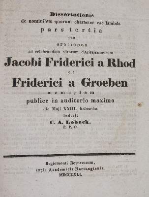 Bild Nr.1: 142-1238 Lobeck,C.A.: (Lexika - Wörterbücher - Sprachwissenschaften)
