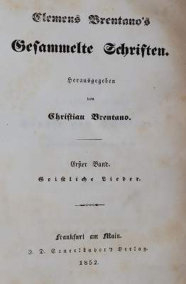 Bild Nr.1: 142-1394 Brentano,C.: (Literatur und illustrierte Bücher bis 19.Jahrhundert)