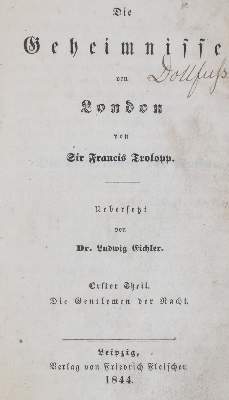 Bild Nr.1: 142-1427 (Feval,P.H.C. Pseud.:) F.Trolopp.: (Literatur und illustrierte Bücher bis 19.Jahrhundert)