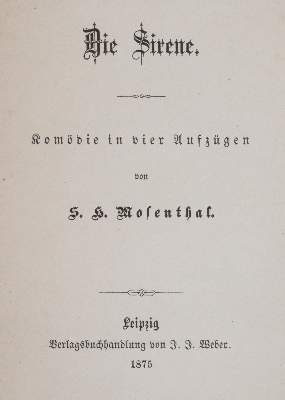 Bild Nr.1: 142-1485 Mosenthal,S.H.: (Literatur und illustrierte Bücher bis 19.Jahrhundert)