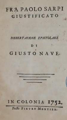 Bild Nr.1: 142-1523 Sarpi,P. (d.i. G.G.M.Bergantini).: (Literatur und illustrierte Bücher bis 19.Jahrhundert)