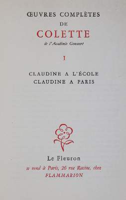 Bild Nr.1: 142-1593 Colette, (Sidonie-Gabrielle).: (Literatur und illustrierte Bücher 20.Jahrhundert - Alte Literatur in modernen Ausgaben)