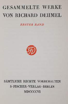 Bild Nr.1: 142-1599 Dehmel,R.: (Literatur und illustrierte Bücher 20.Jahrhundert - Alte Literatur in modernen Ausgaben)