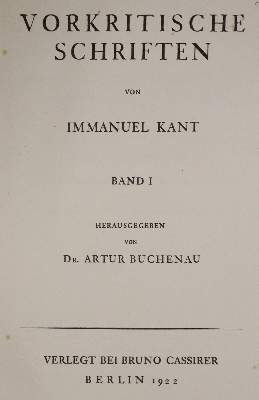Bild Nr.1: 142-1702 Kant,I.: (Literatur und illustrierte Bücher 20.Jahrhundert - Alte Literatur in modernen Ausgaben)